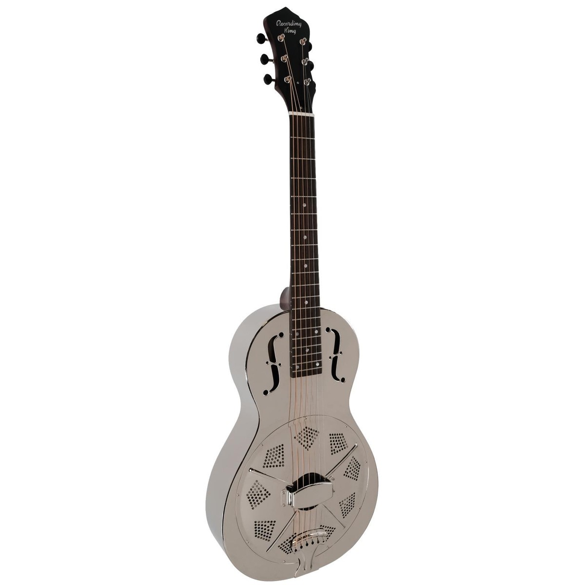Recording King RM-993 Metal Body Parlor Resonator Guitar, Nickel