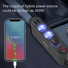 Car Cigarette Lighter Splitter Quick Charge 3.0 and USB C Charger with 3 Socket