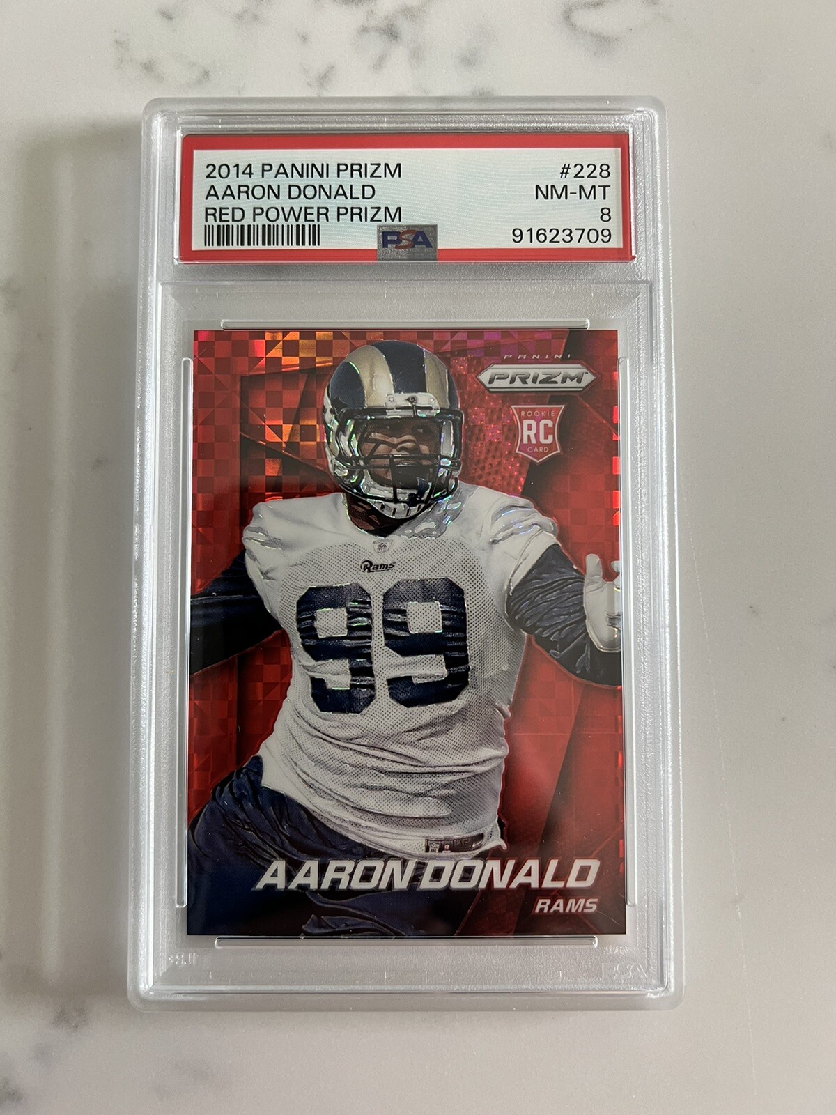 2014 Panini Prizm #228 AARON DONALD /125 Red Power Prizm Rookie RC PSA 8 Rams 🔥