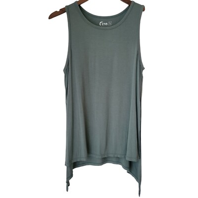 Zyia Active Tank Top Small Womens Green Sharkbite Hem Stretch Lightweight