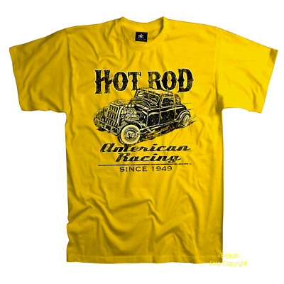 Hot Rod T-Shirt Auto Speed Shop Quartermile tuning v8 retro Garage *1070 gelb