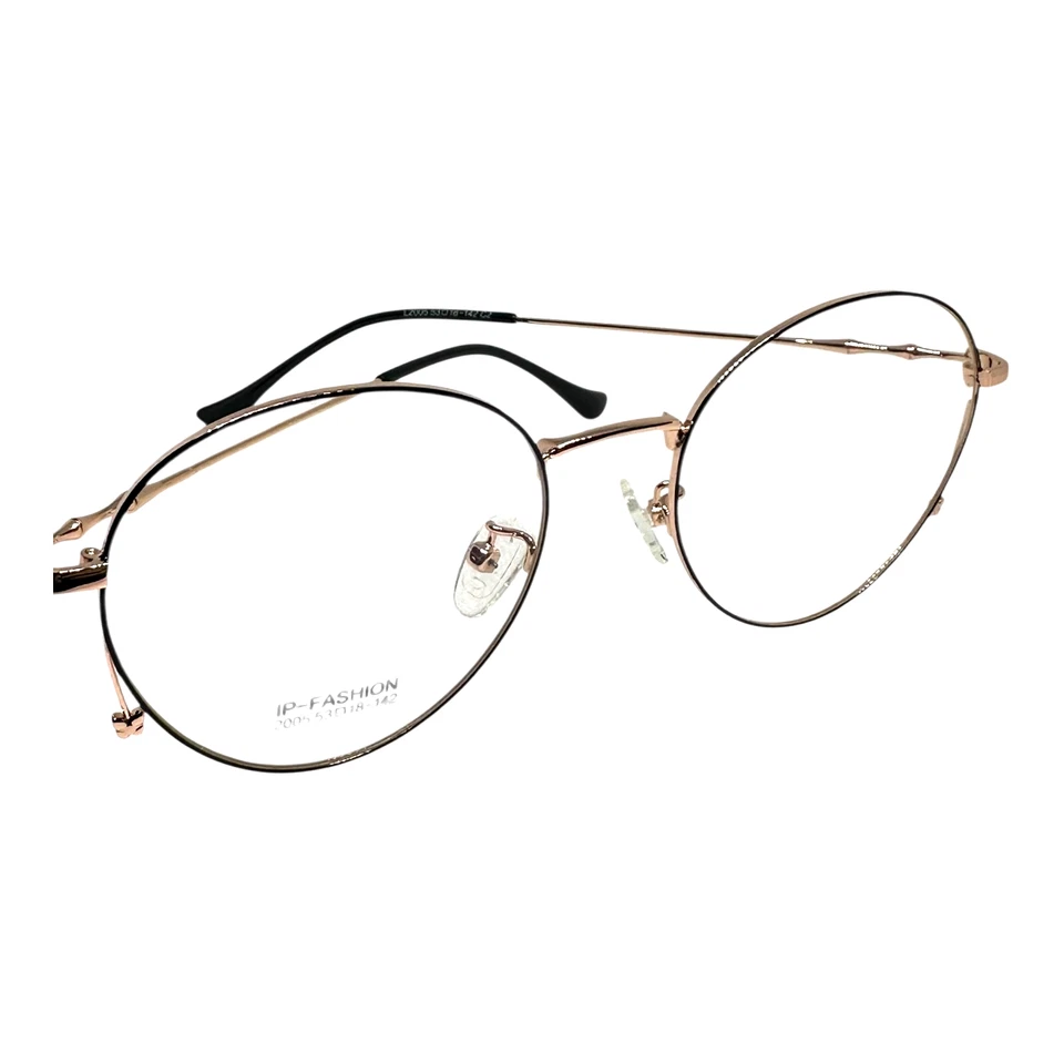 Anteojos para mujer marco de metal dorado rosa redondo delgado 53-18-142 lentes de demostración nuevas Foto 4 de 4