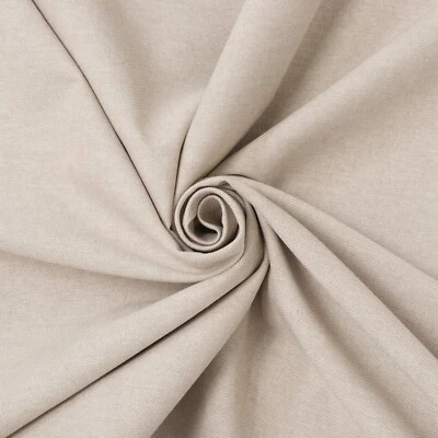 Oatmeal Plain Linen Cotton Fabric | Double Width 280cm |Upholstery Curtain