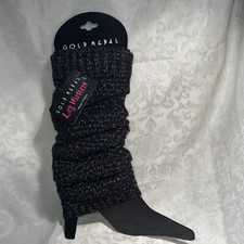 New Black Gold Knit Leg Warmers Boot Topper by Gold Medal FREE SHIPPING