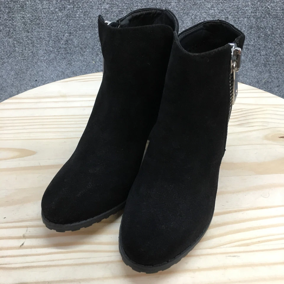 Olivia Miller Boots Womens 7 Ankle Booties Heels Casual Black Fabric Side Zipper - Image 3 of 4