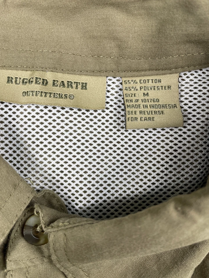 Camisa de pesca Rugged Earth Outfitters de malla ventilada con botones para hombre verde medio Foto 4 de 4