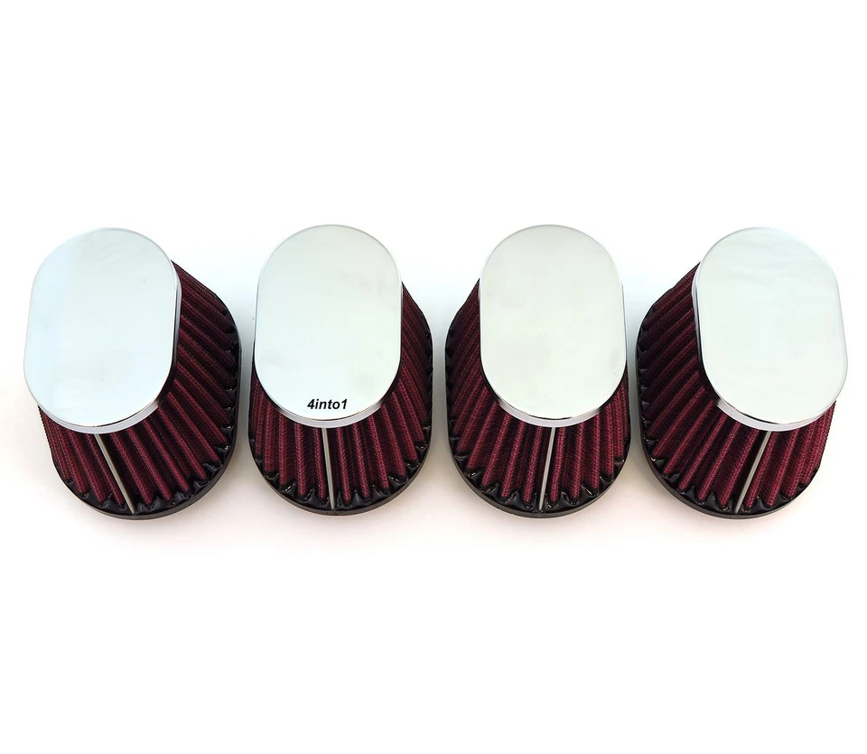 Set of 4 Chrome Performance Oval Pod Filters - 39mm - Honda CB750 Kawasaki Kz400 - Image 4 of 4