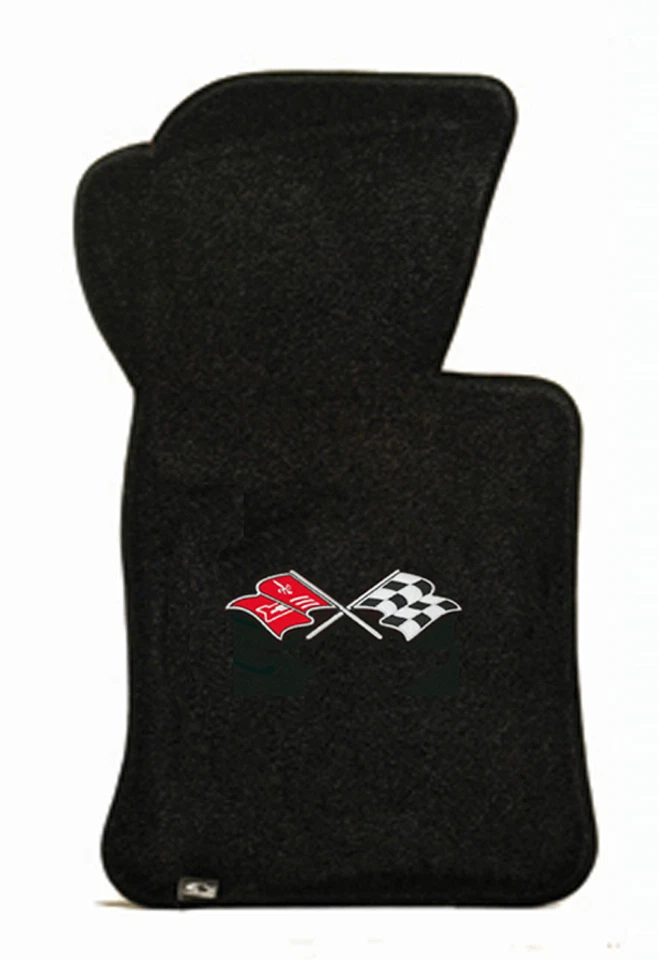 New! 1963-1967 Chevy Corvette Black Floor mats w/ Corvette Flags Embroidered Set - Image 3 of 4