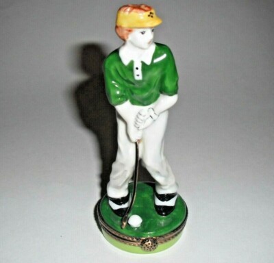 Peint Main Limoges Trinket-Golfer   