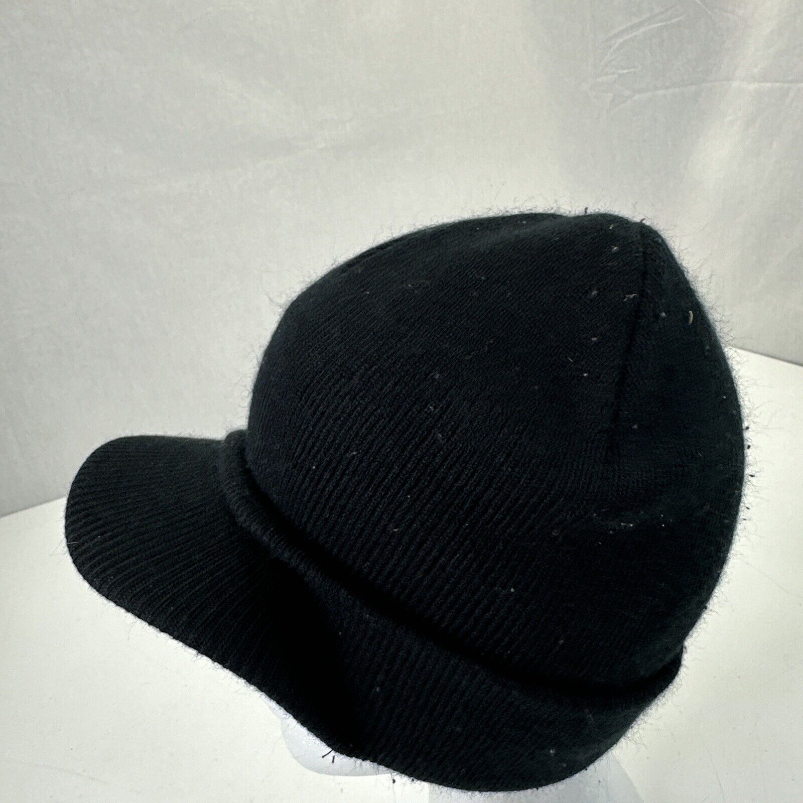 Unbranded Solid Black Beanie Ball Cap Hat Fitted … - image 2