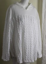 New Suaznne Betro Sz 3X Crinkled HOODED Gauze White Poncho Pullover Tunic Shirt