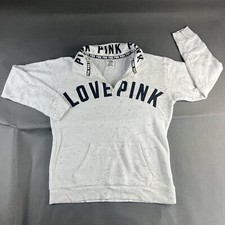 Pink Victoria s Secret Jacket XS White Women Love 1/4 Zip Spellout Pullover 62