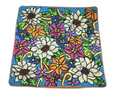 Pier 1 Floral Accent Pillow Covers Bead Embellished Embroidered Crewel 16 in. 