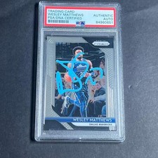 2018-19 Prizm #290 Wesley Matthews Signed Card AUTO PSA Slabbed Mavericks