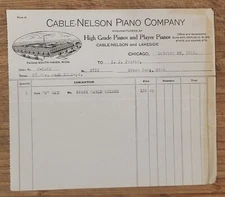 1915 Letterhead Illinois Chicago Cable Nelson Piano Company  Grass Lake Foster