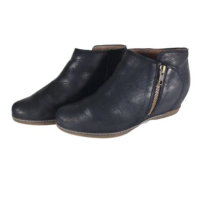 Dansko Women's Leyla US5-5,5 EU36 Black Leather Ankle Hidden Wedge Boots  