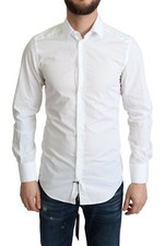 DOLCE & GABBANA Shirt White Cotton Long Sleeves Men Formal 37/US14.5/XS $600