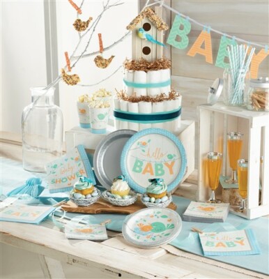 Hello Baby Boy Honeycomb Centerpiece x 9