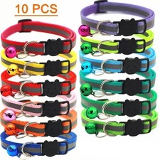 10 Pack Reflective Breakaway Cat Collars with Bells Adjustable Safety Pet Collar