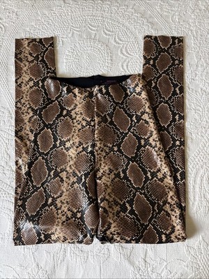 Commando Leopard Faux Leather Shiny Leggings Gold Black Animal Small