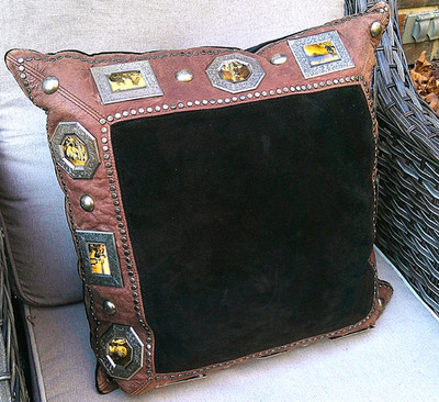 Double D Ranch Edward S Curtis Photos Suede Pillow 19 inches Flaws