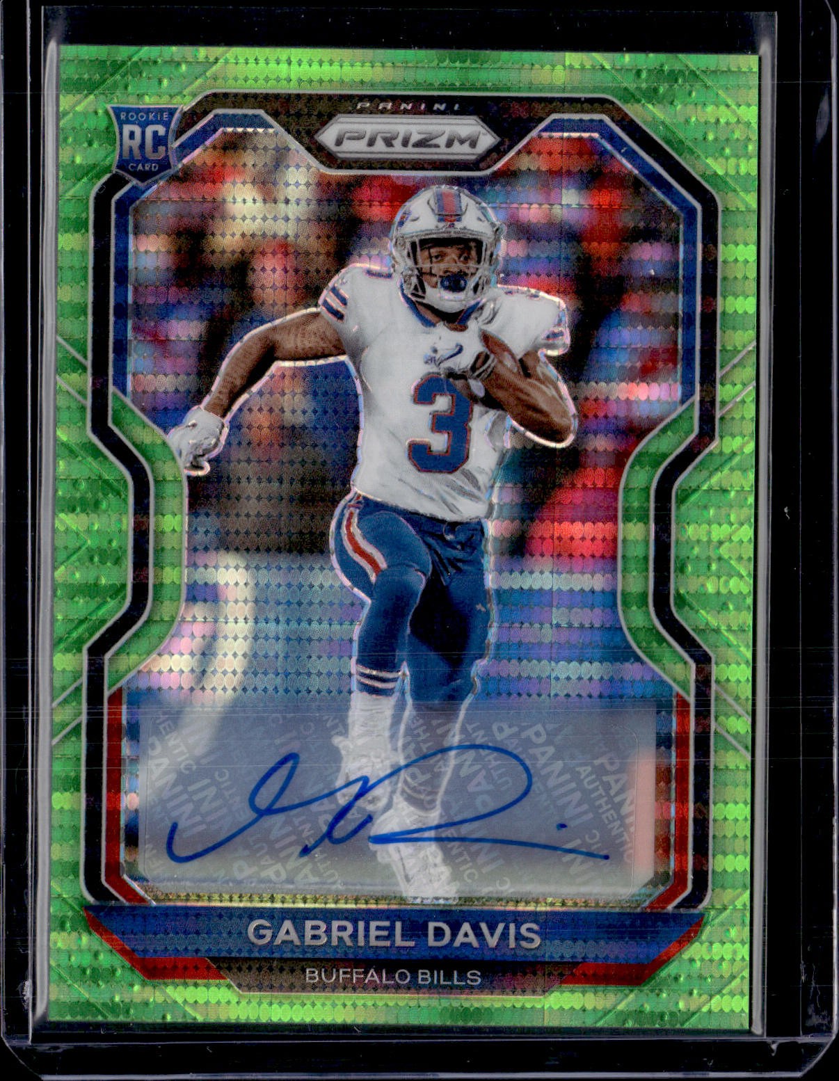 2020 Panini Prizm #312 Gabriel Davis Rookie Autographs Prizm Neon Green Pulsar