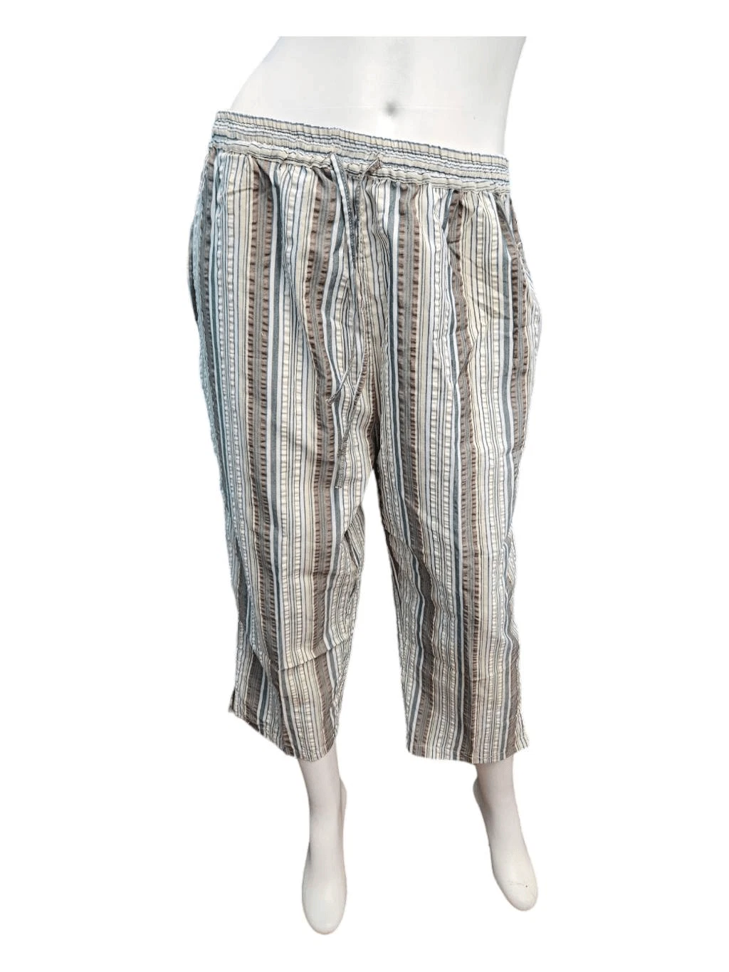 Premier International Searsucker Striped Capri Pants Womens Size Large