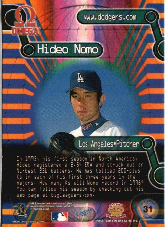 1998 Pacific Omega #31 Hideo Nomo Online Inserts - Image 2 of 2