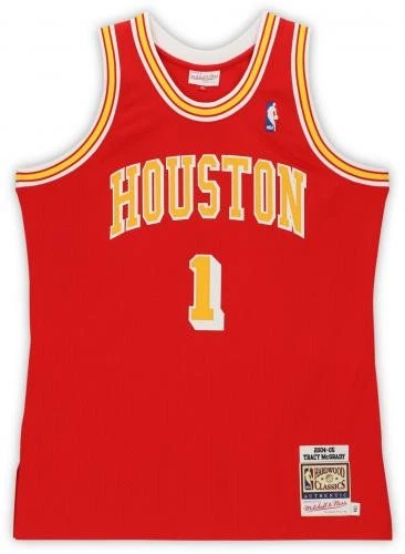 Camiseta deportiva Mitchell & Ness roja autografiada por Tracy McGrady Houston Rockets auténtica Foto 4 de 4