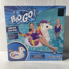 H20 GO Unicorn Swim Ring  Size 43.3 inches x31.5 inches x 28 inches Floating Fun