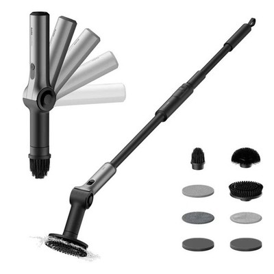 HOTO Electric Cleaning Brush Waterproof Adjustable Handle 8 Replaceable Heads