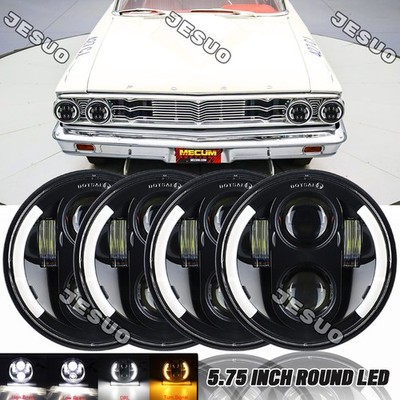 4x 5.75'' 5-3/4inch Round LED Headlights Hi-Lo DRL for 1962-1974 Ford Galaxie 500