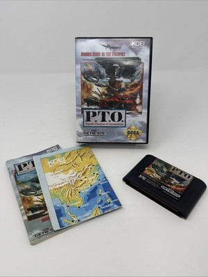 Sega Genesis - PTO Pacific Theater of Operations - CIB Complete w/ Map - Tested