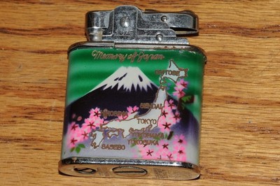 Vintage Luxe Memory of Japan Lighter 1950's Colorful Mt Fuji