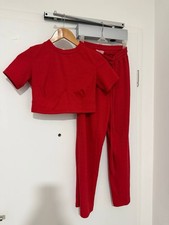 Roter Rippstrick Zweiteiler / Hausanzug   Cro...