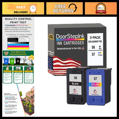 High Yield Black & Tri-Color Ink Cartridges Replacement for HP 56 57 - 2-Pack