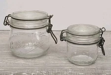 Le Parfait Lock Lid Jar Lot Glass Mason Style Vintage Kitchen Decor 