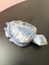 Blue Coral Turtle Carving 165 Grams 5”