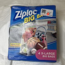 Ziploc Big Bags 4 Count XL 10 Gallon 24 x20 x7 Double Zip Stand Fill