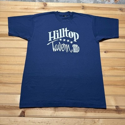 Vintage 90s Hilltop Tavern Restaurant Mug Beer Graphic Promo T-Shirt Men's Large
