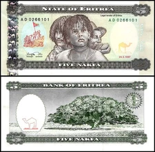 Eritrea 5 Nakfa, 1997, P-2, UNC