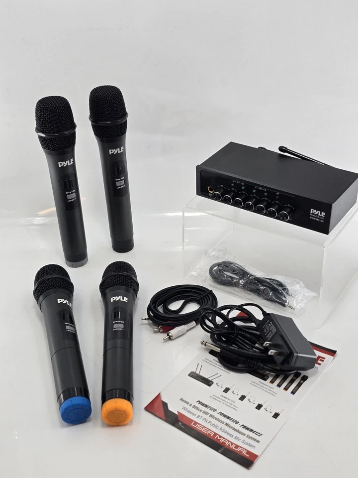 Pyle Wireless Bluetooth Portable Battery Operated 4-Mic Set 5lbs. PDWM4120 WORKS - Image 2 of 4