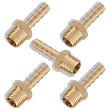 Boeray 5pcs Brass Hose Barb Fittings 1/4 Inch Barb to 1/4 Inch NPT Male Threa...