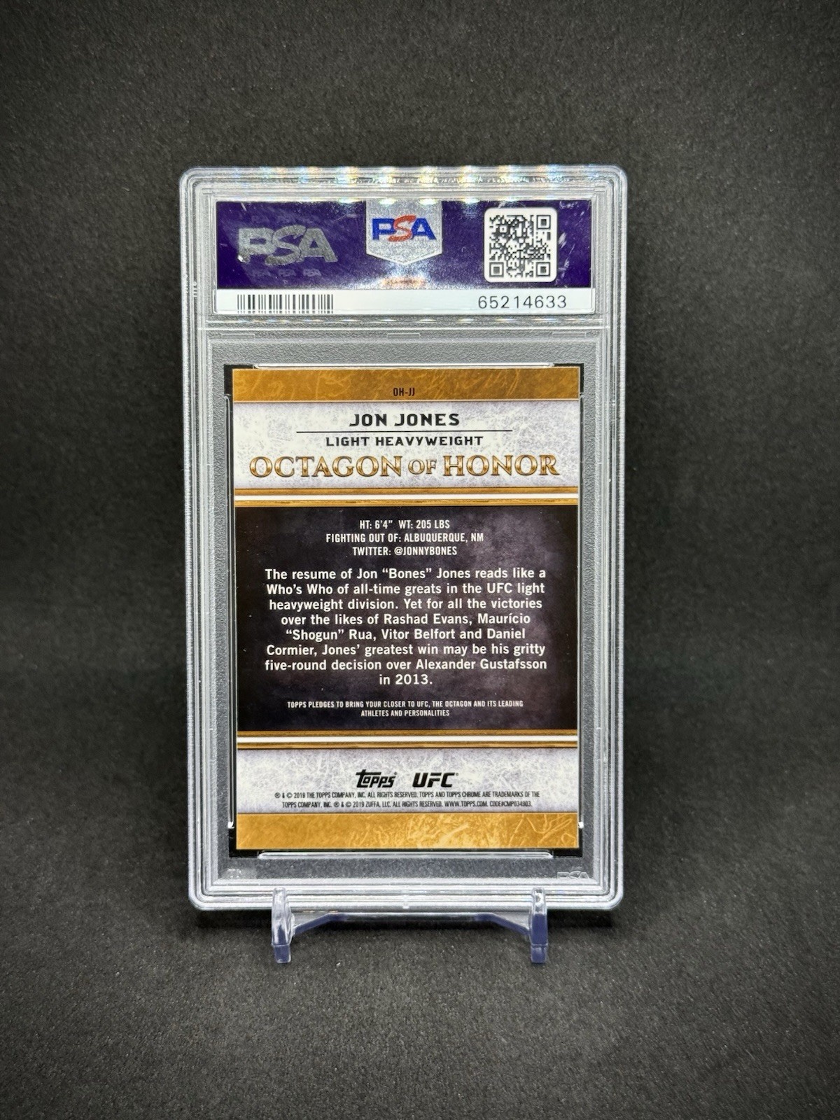 Jon Jones 2019 Topps Chrome UFC Octagon Of Honor Refractor PSA 10 view 3