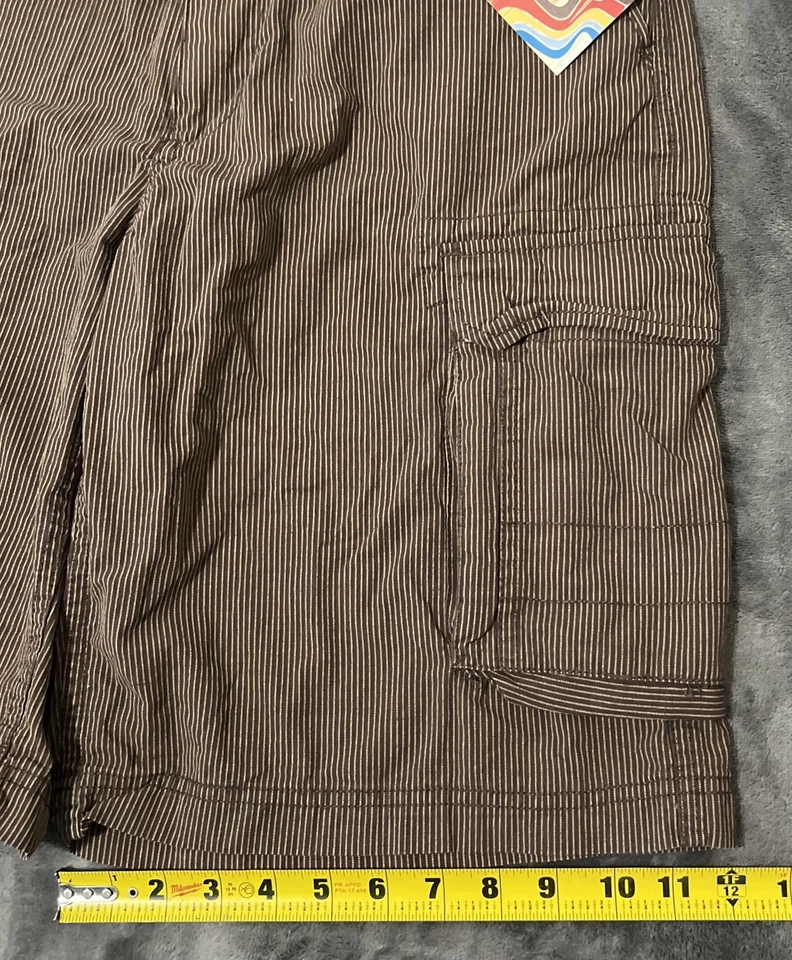 Pantalones Cortos Carga De Colección Y2K OP Ocean Pacific Rayas Para Hombres 36 Ropa de Patín Marrón NUEVO Foto 4 de 4