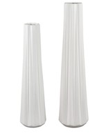 2Er Set Bodenvasen Mattweiss Relief H. 55 + 65Cm Matt Weiß Aus Keramik Formano