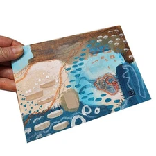 Modern Abstract Art Painting, Sandy Beach #3 - AMBER K - 5x7 Inches