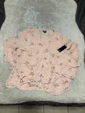 New Ana New Apparel Women’s Pink Confetti Shirt Size Medium Top Layered Sleeve 