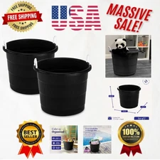 Compact 17-Gallon Black Storage Tubs, 2-Pack with Rope Handles for Easy Carrying