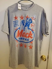Mack Trucks T-Shirt NWT Mens XL Gray With Bulldog Print, Retro 80s 90s